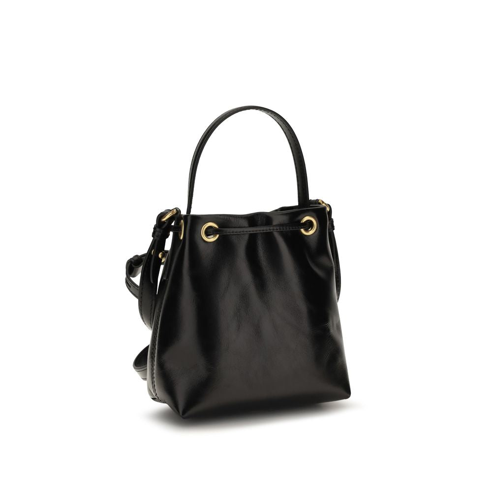 Balmain Pulse crna kožna bucket torbica