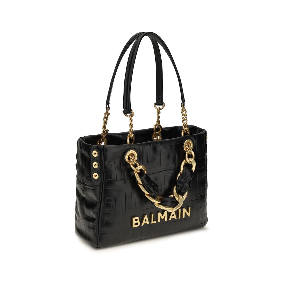 Balmain Cabas 1945 mala crna kožna torba