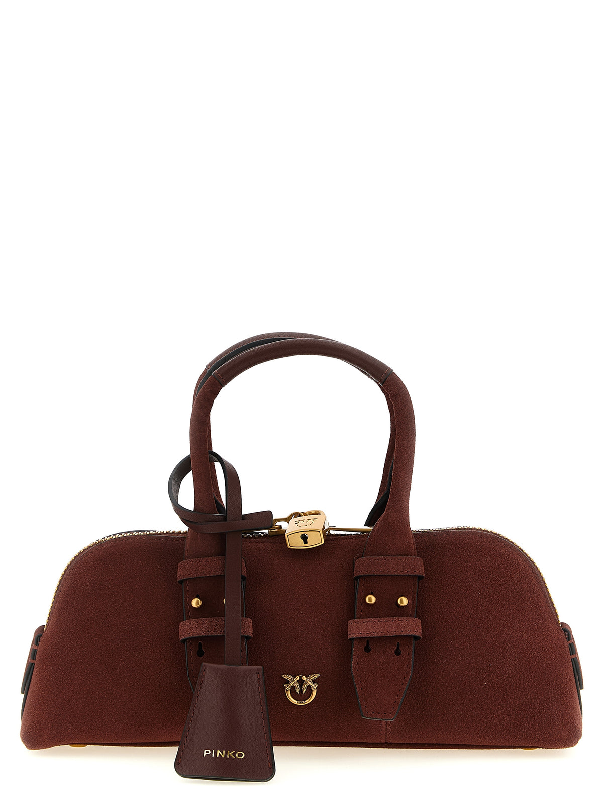 PINKO Bowling Baguette – Burgundy Suede Leather Bag – fotografija proizvoda 1 | Privé Polaï