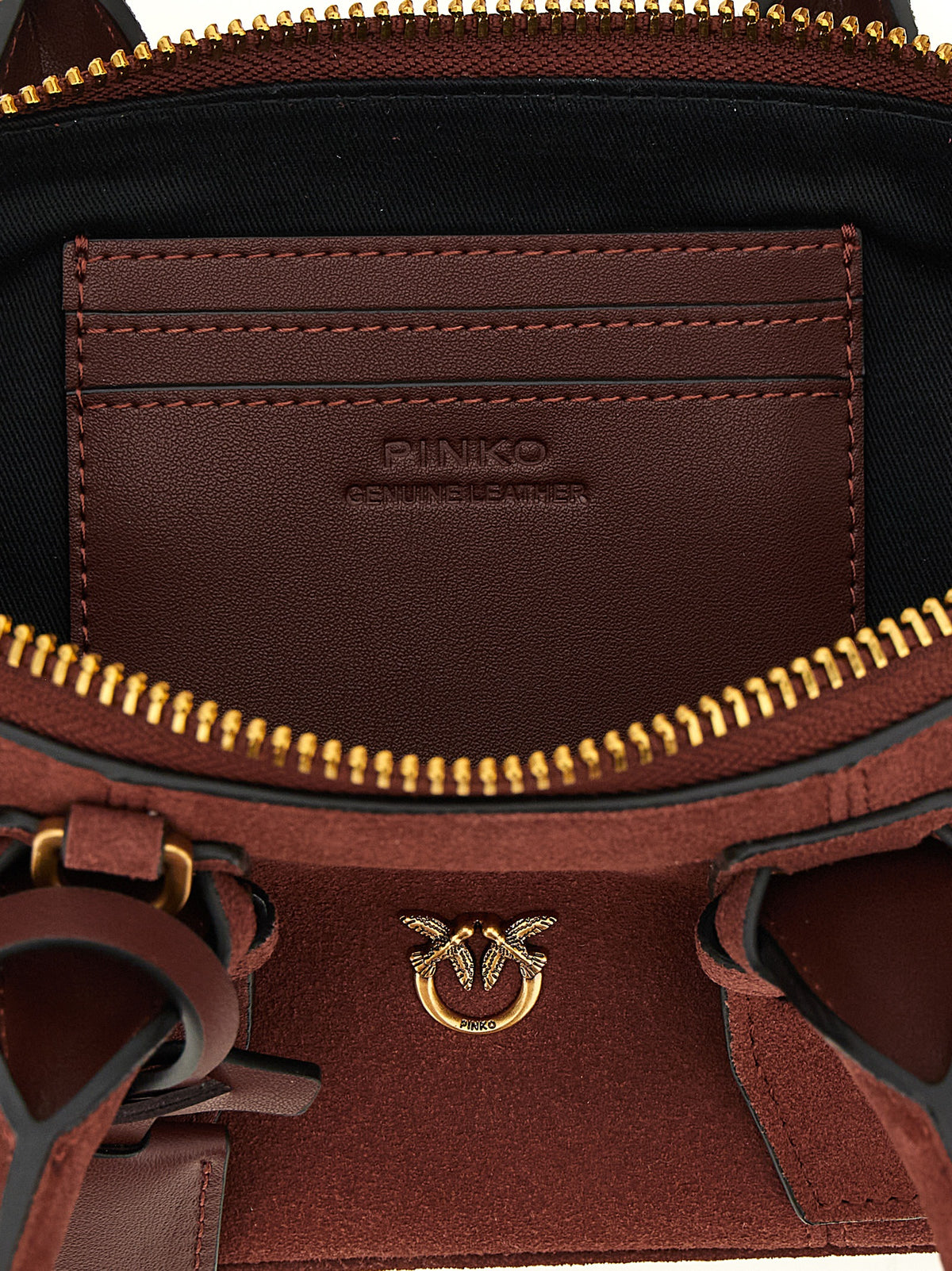 PINKO Bowling Baguette – Burgundy Suede Leather Bag – fotografija proizvoda 4 | Privé Polaï