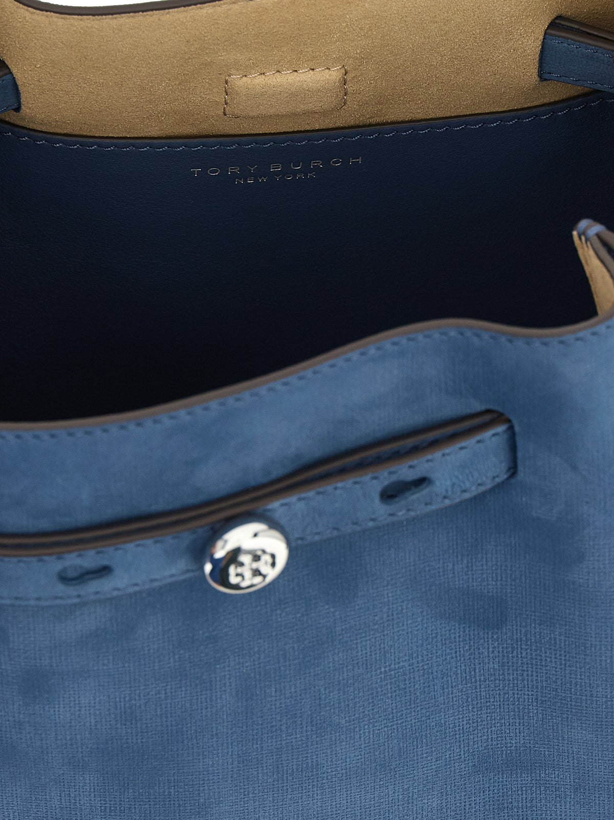Tory Burch Romy Bucket – Blue Nubuck Leather Bag – product photograph 4 | Privé Polaï