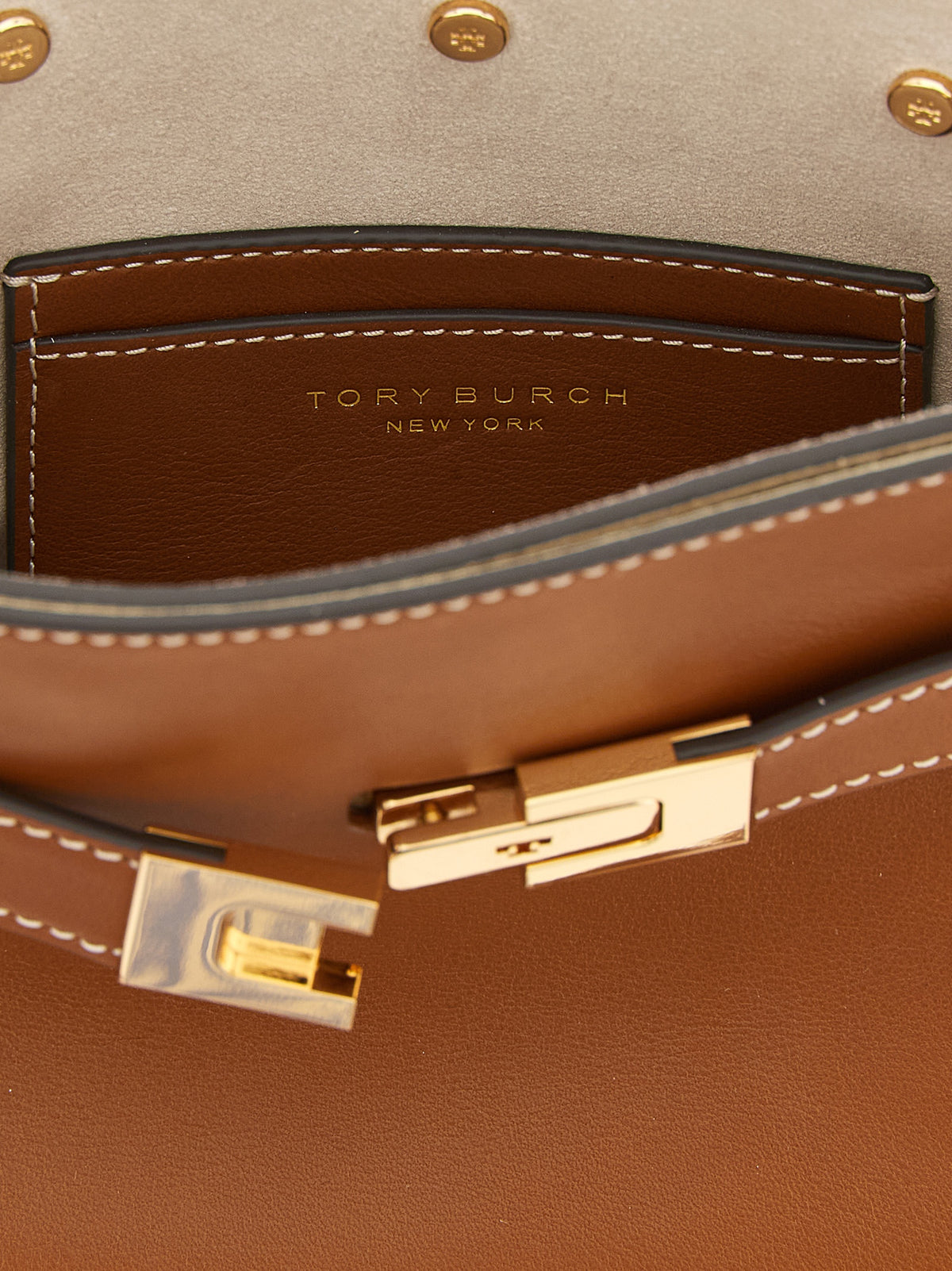 Tory Burch Lee Radziwill Petite Double – Brown Leather Bag – product photograph 4 | Privé Polaï