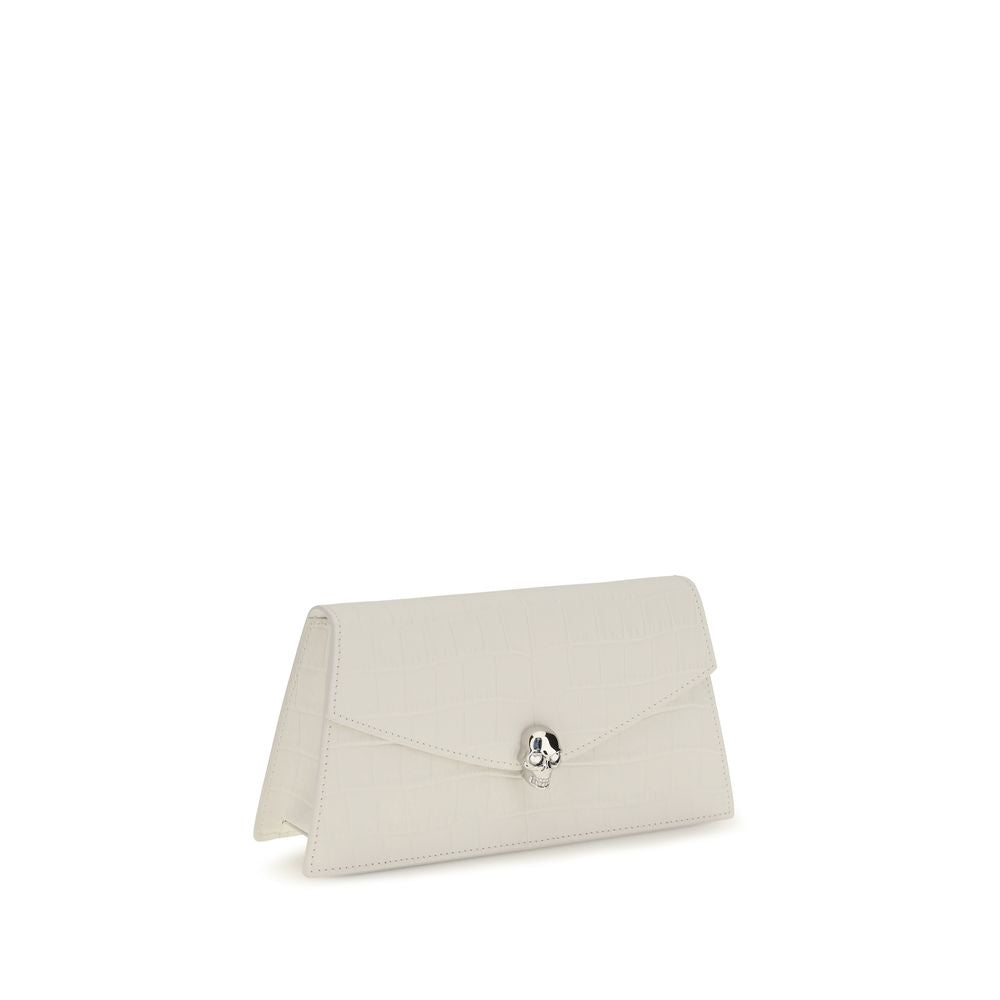 Alexander McQueen Mini Skull – White Croc-Embossed Leather Clutch – product photo 2 | Privé Polaï