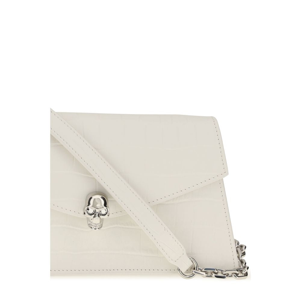 Alexander McQueen Mini Skull – White Croc-Embossed Leather Clutch – product photo 4 | Privé Polaï