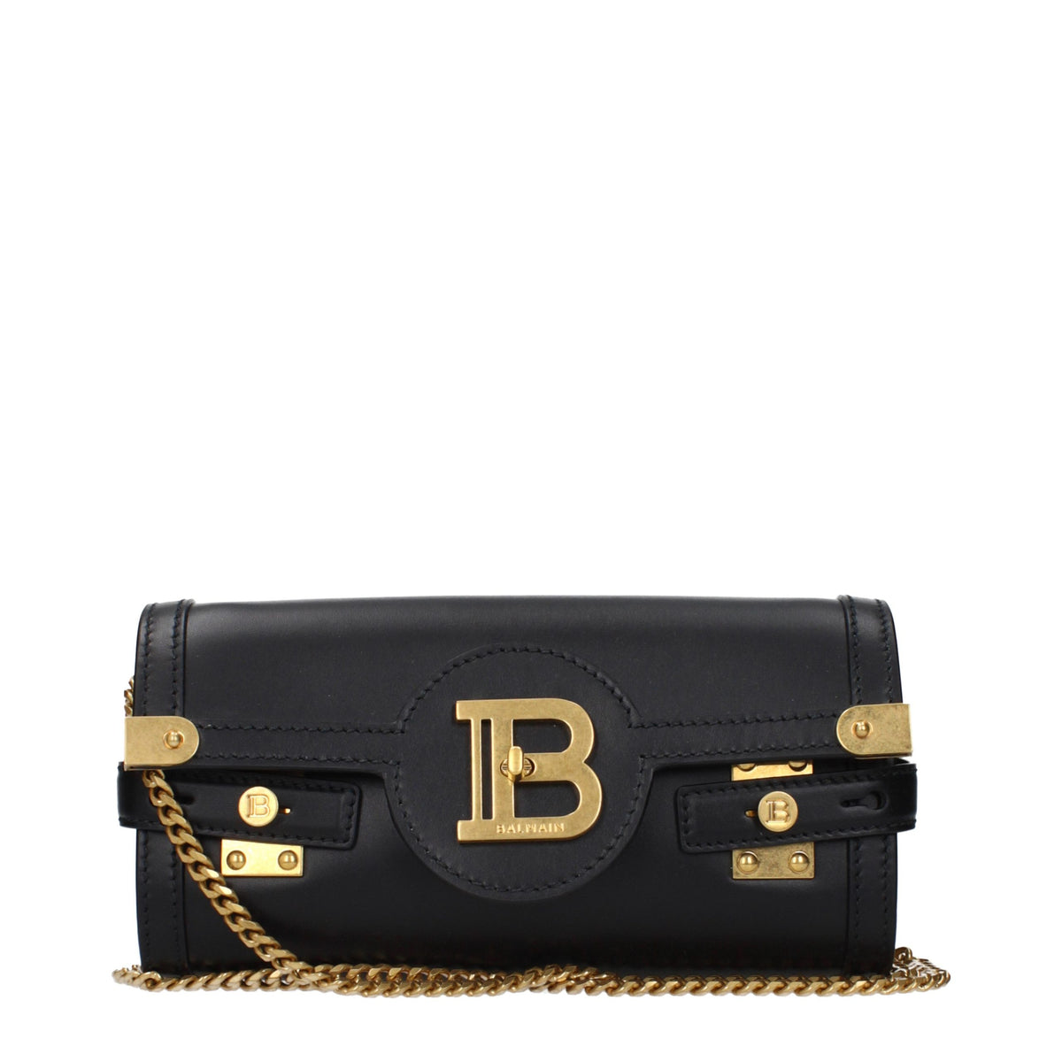 Balmain crna kožna clutch torbica s remenom