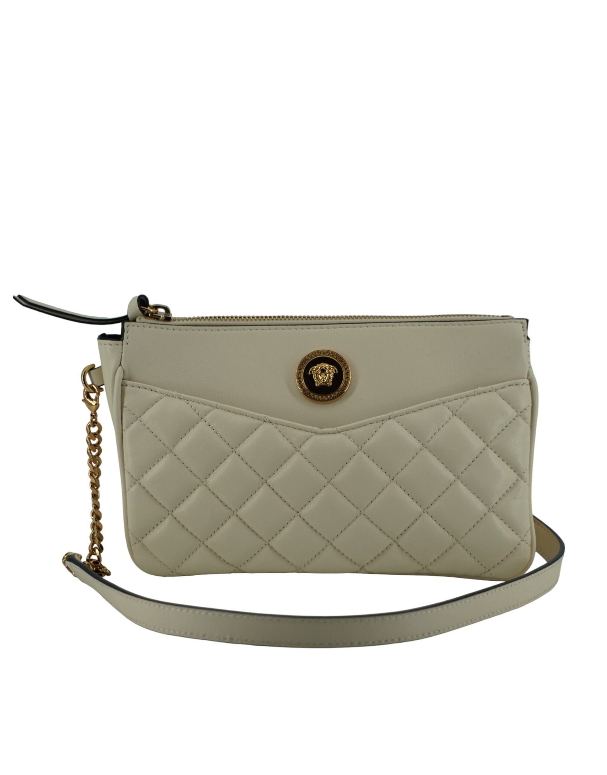 Versace Elegant White Lamb Leather Crossbody Pouch – luxury by Versace | PrivePolai