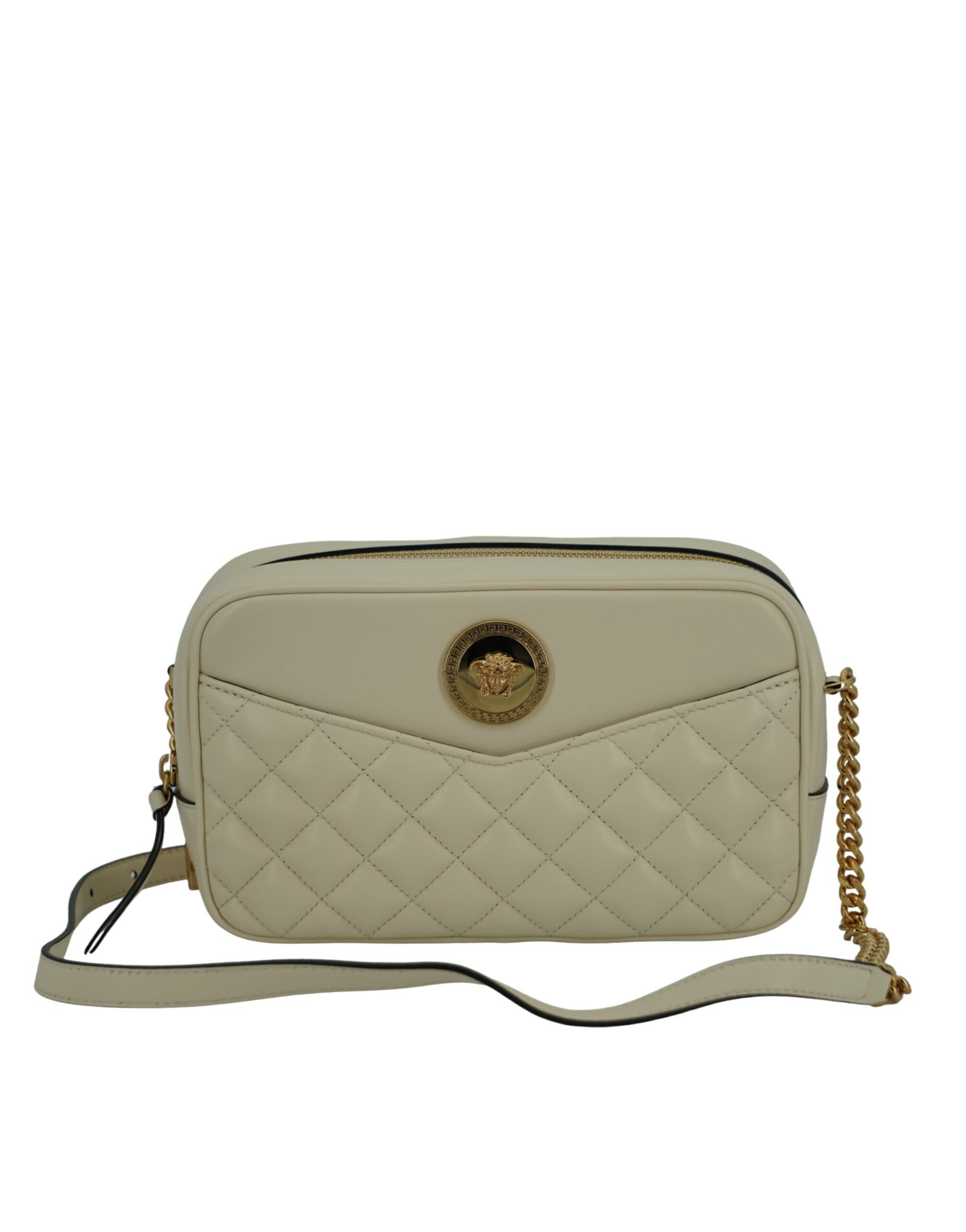 Versace Elegant White Leather Camera Shoulder Bag – luxury by Versace | PrivePolai