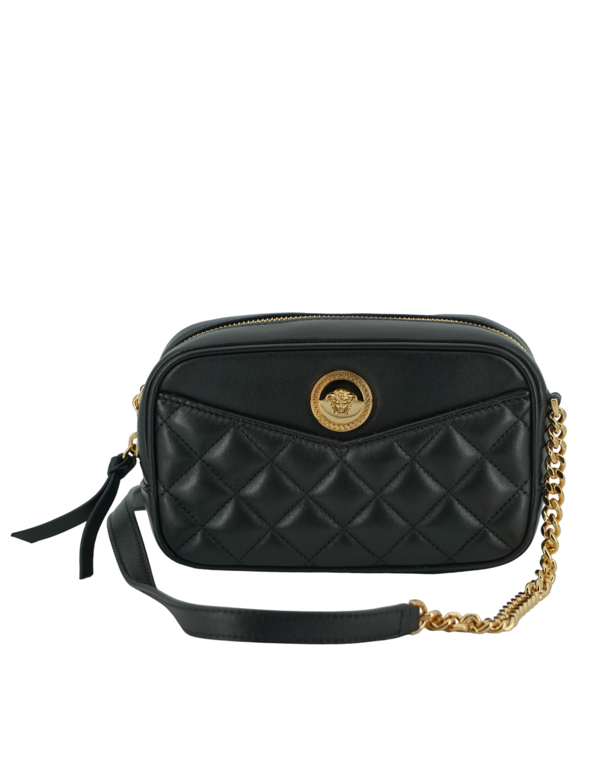 Versace Elegant Small Black Leather Crossbody Bag – luxury by Versace | PrivePolai