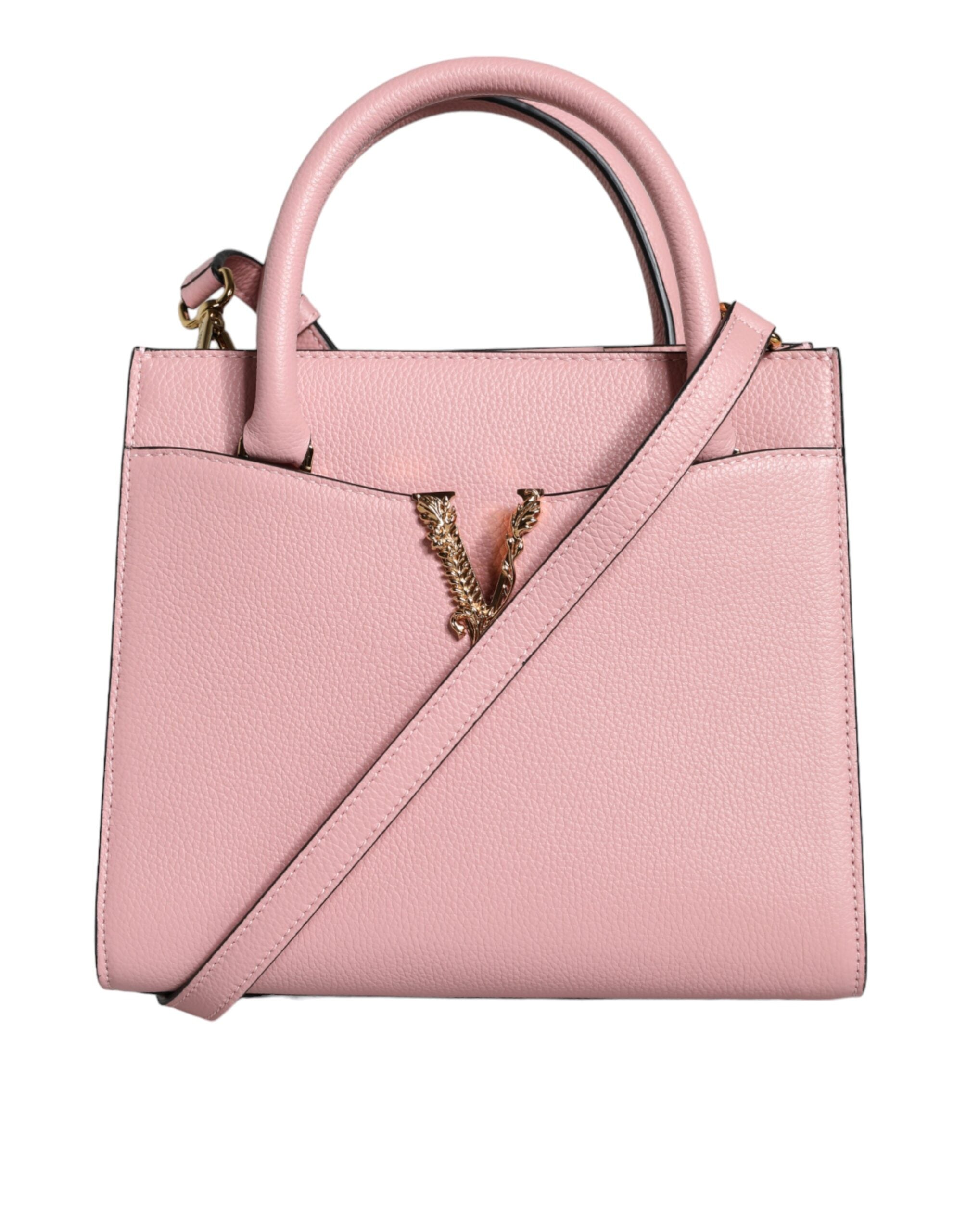 Versace Pink Small Top Handle Grainy Calf Leather Crossbody Bag – luxury by Versace | PrivePolai