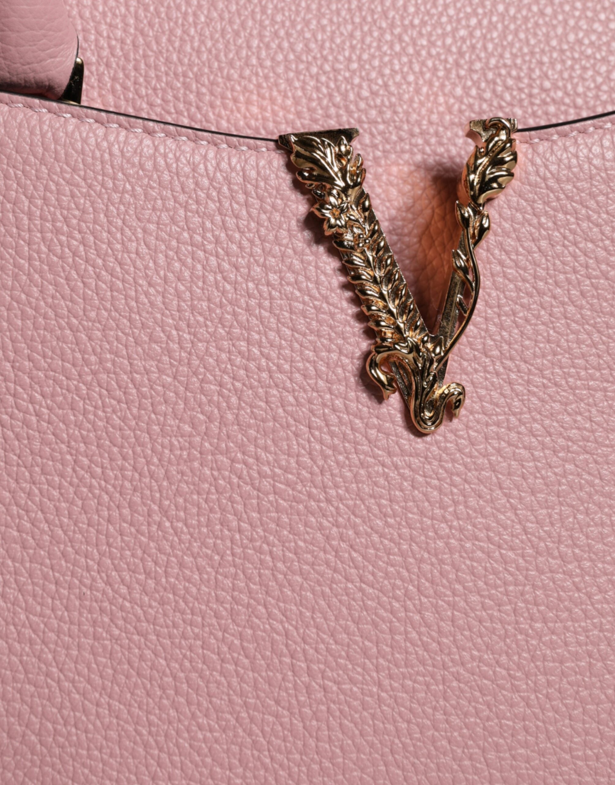 Versace Pink Small Top Handle Grainy Calf Leather Crossbody Bag – luxury by Versace | PrivePolai
