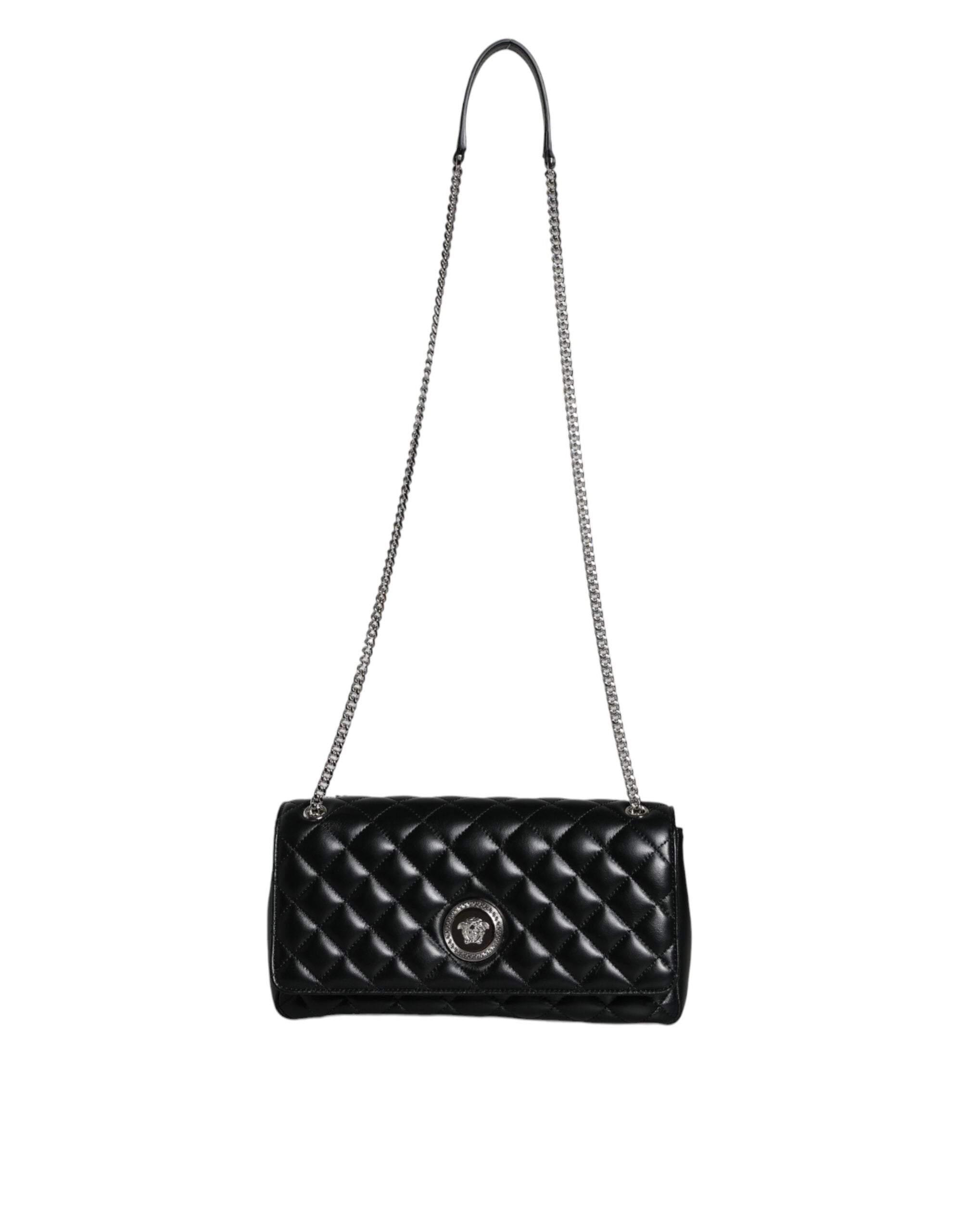Versace Black Quilted Lambskin Leather Crossbody Shoulder Bag – luxury by Versace | PrivePolai
