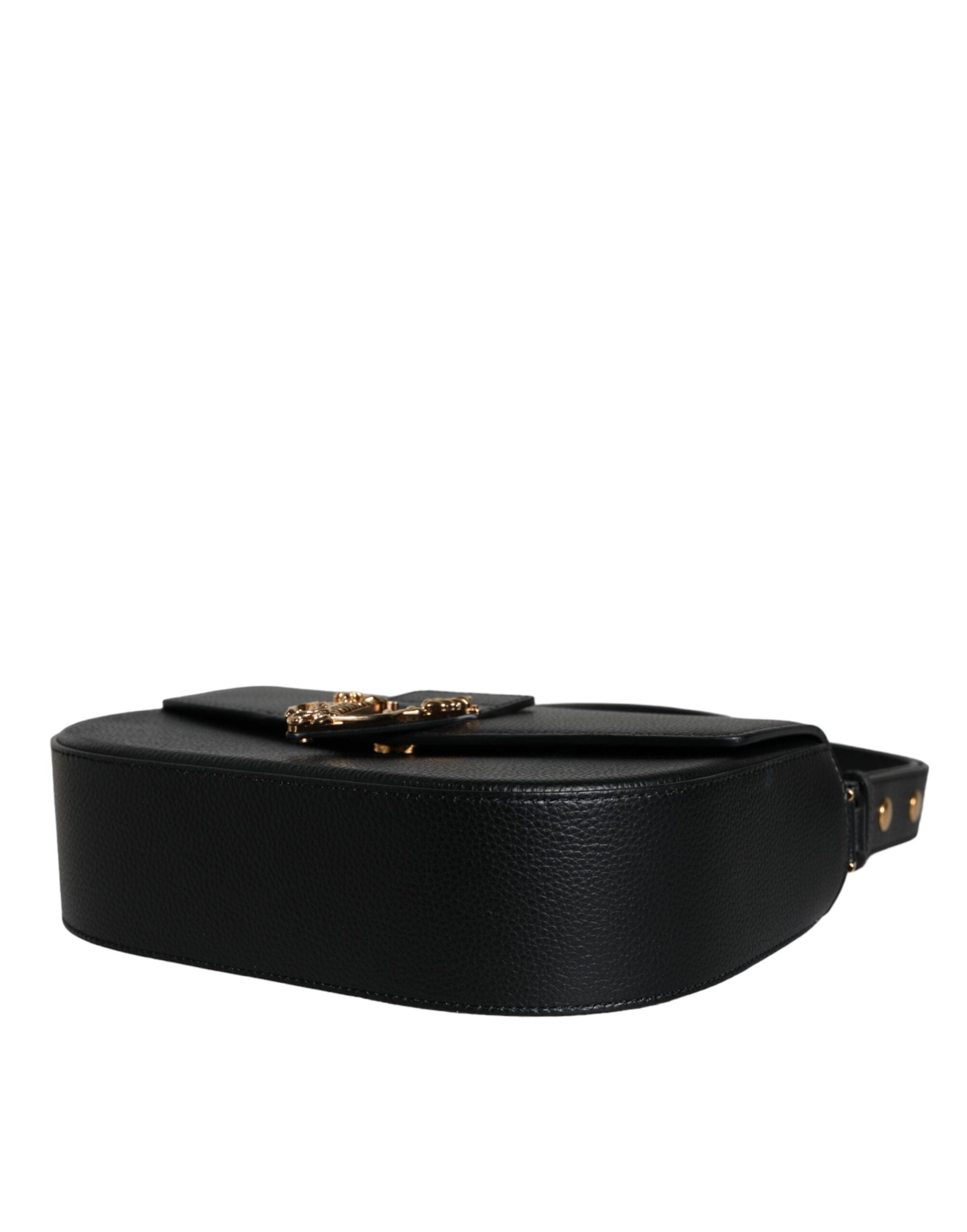 Versace Black Grainy Calf Leather Logo Crossbody Shoulder Bag – luxury by Versace | PrivePolai