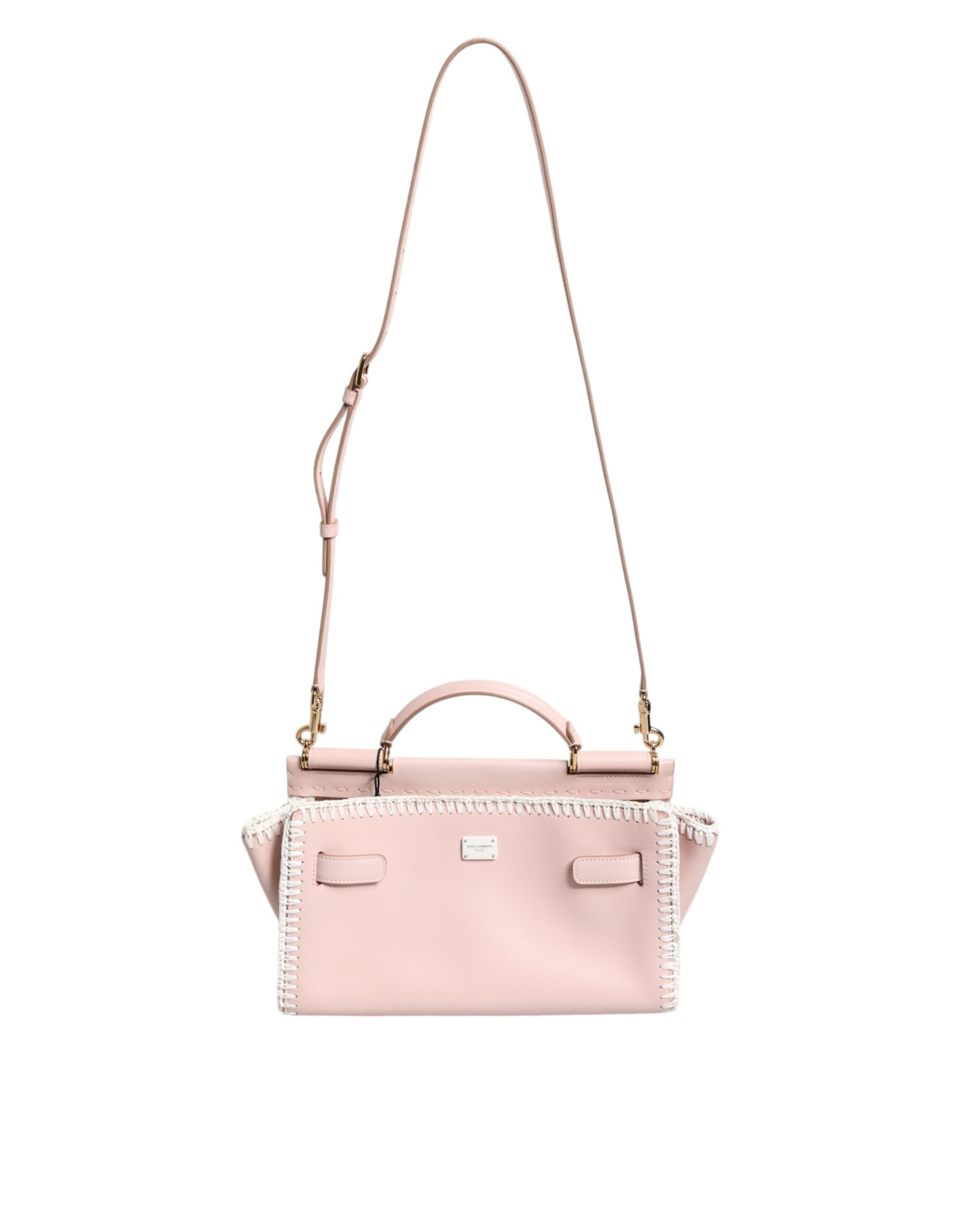 Dolce & Gabbana Light Pink Logo Plaque Soft Leather Strap Crossbody Bag – luxury by Dolce & Gabbana | PrivePolai