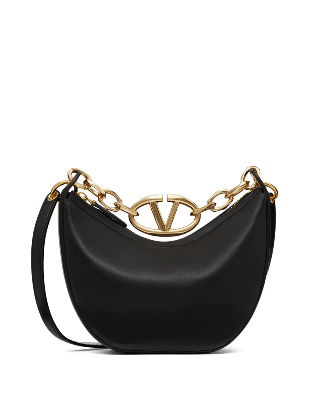 Valentino Garavani Black Leather Mini Hobo Vlogo Shoulder Bag – luxury by Valentino Garavani | PrivePolai