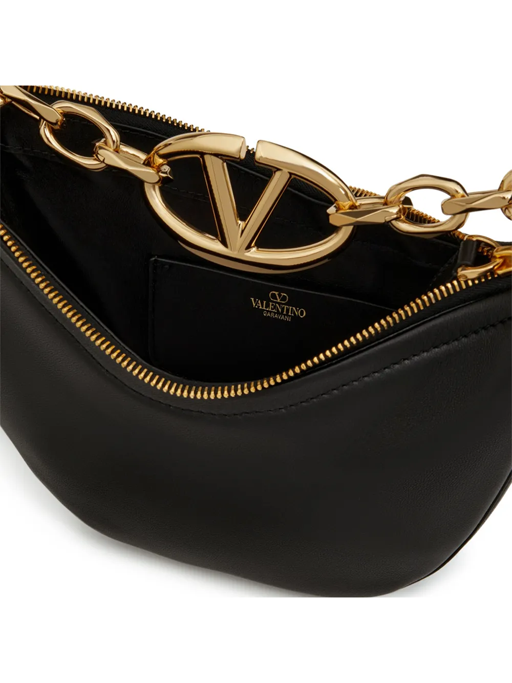 Valentino Garavani Black Leather Mini Hobo Vlogo Shoulder Bag – luxury by Valentino Garavani | PrivePolai