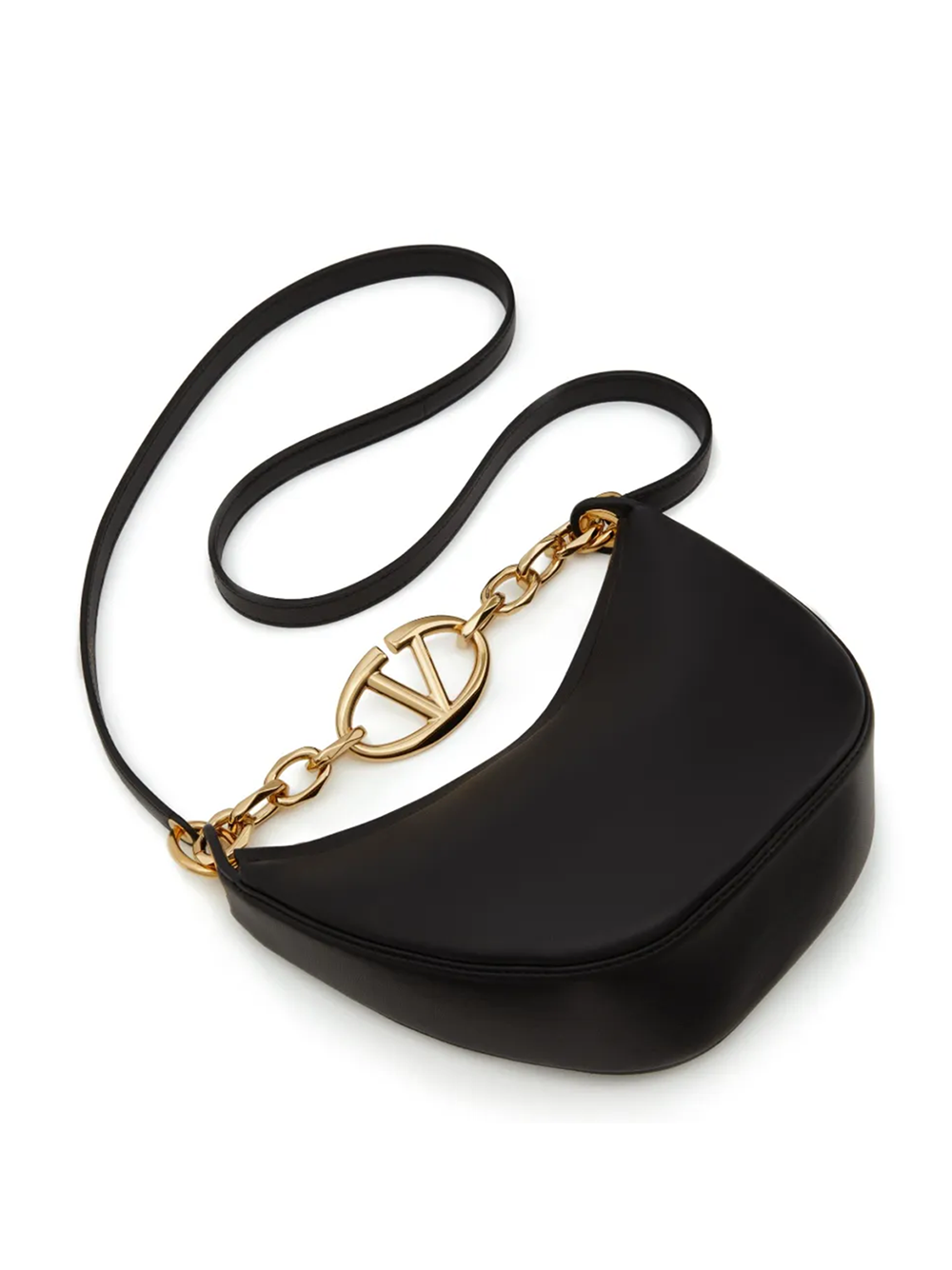 Valentino Garavani Black Leather Mini Hobo Vlogo Shoulder Bag – luxury by Valentino Garavani | PrivePolai