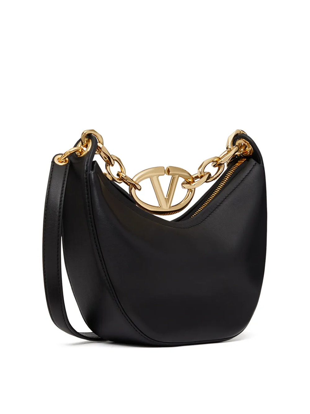 Valentino Garavani Black Leather Mini Hobo Vlogo Shoulder Bag – luxury by Valentino Garavani | PrivePolai