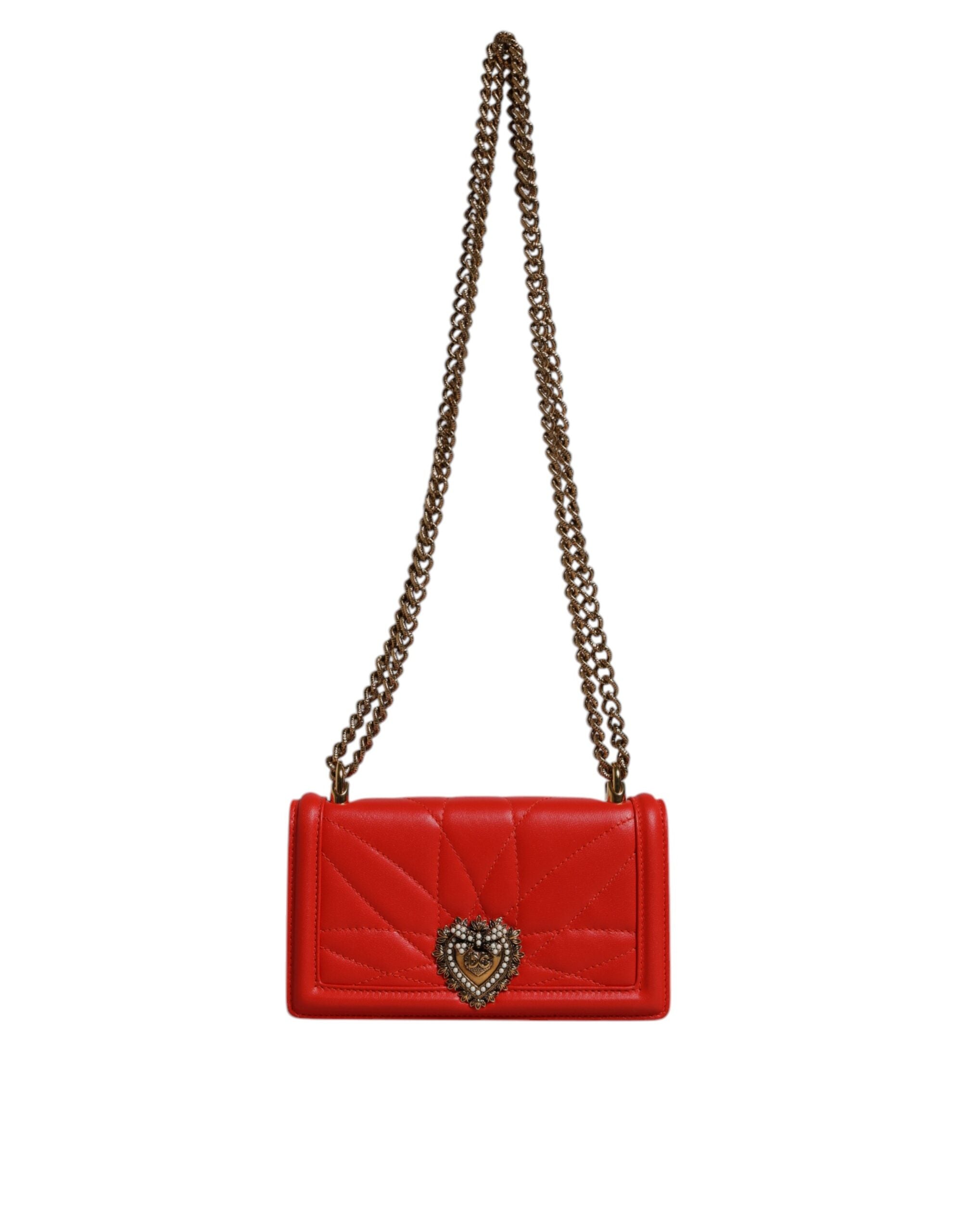 Dolce & Gabbana Red Quilted Devotion Crossbody Chain Phone Cover Bag – luxury by Dolce & Gabbana | PrivePolai