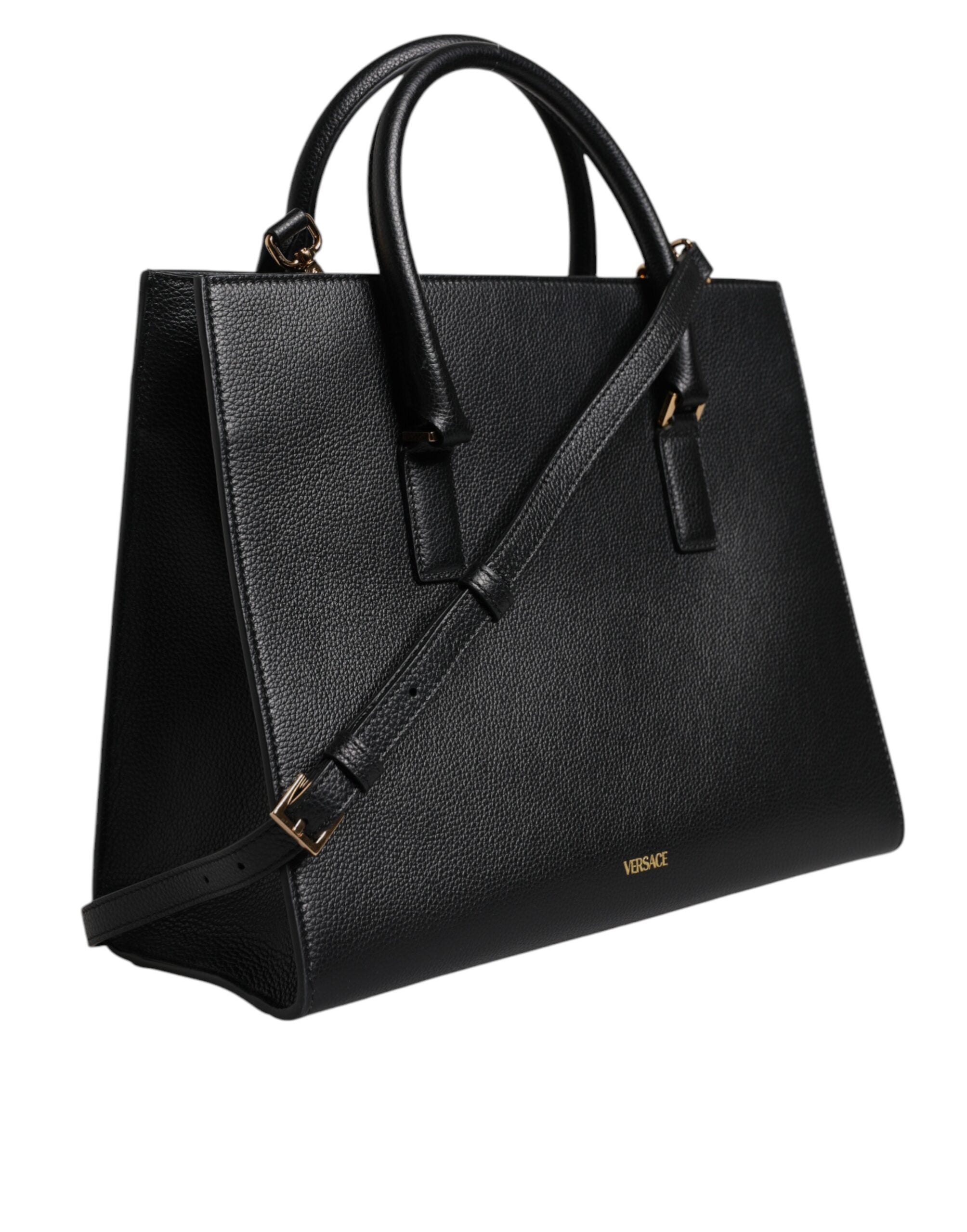 Versace Black Large Leather Top Handle Shoulder Crossbody Bag – luxury by Versace | PrivePolai