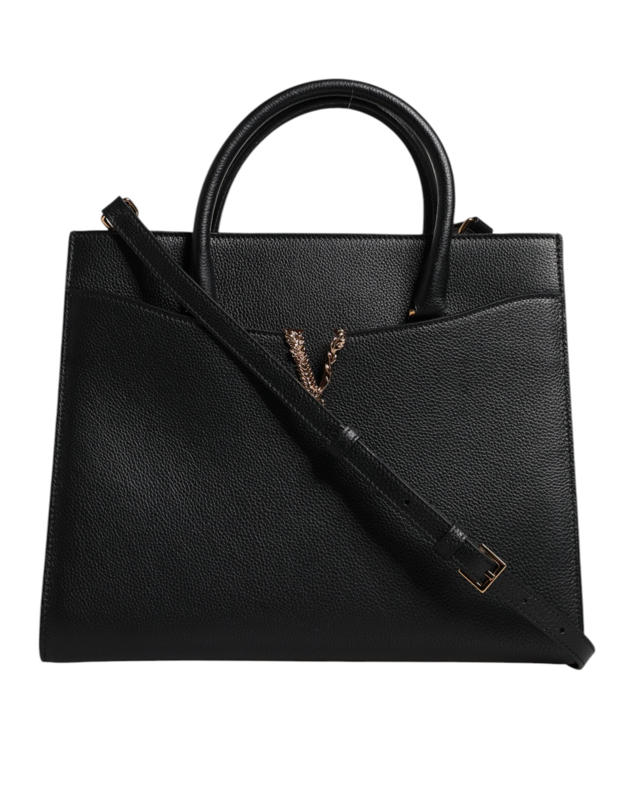 Versace Black Large Leather Top Handle Shoulder Crossbody Bag – luxury by Versace | PrivePolai