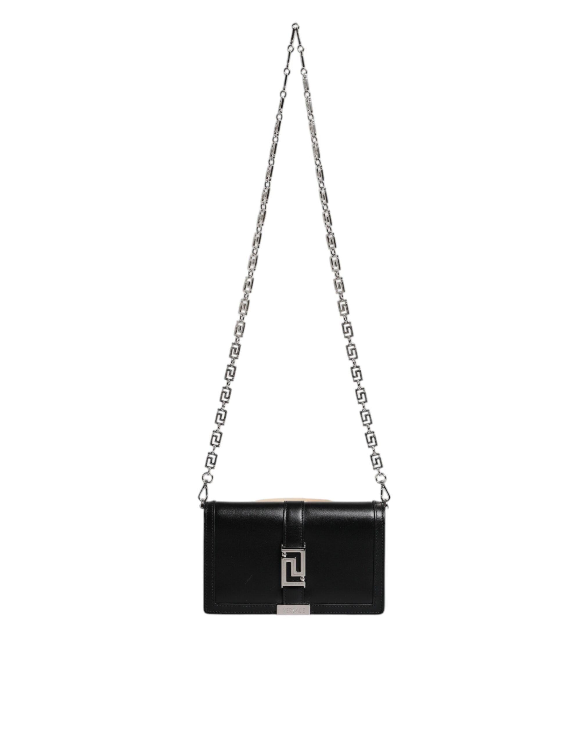 Versace Black Calfskin Leather Chain Strap Shoulder Crossbody Bag – luxury by Versace | PrivePolai