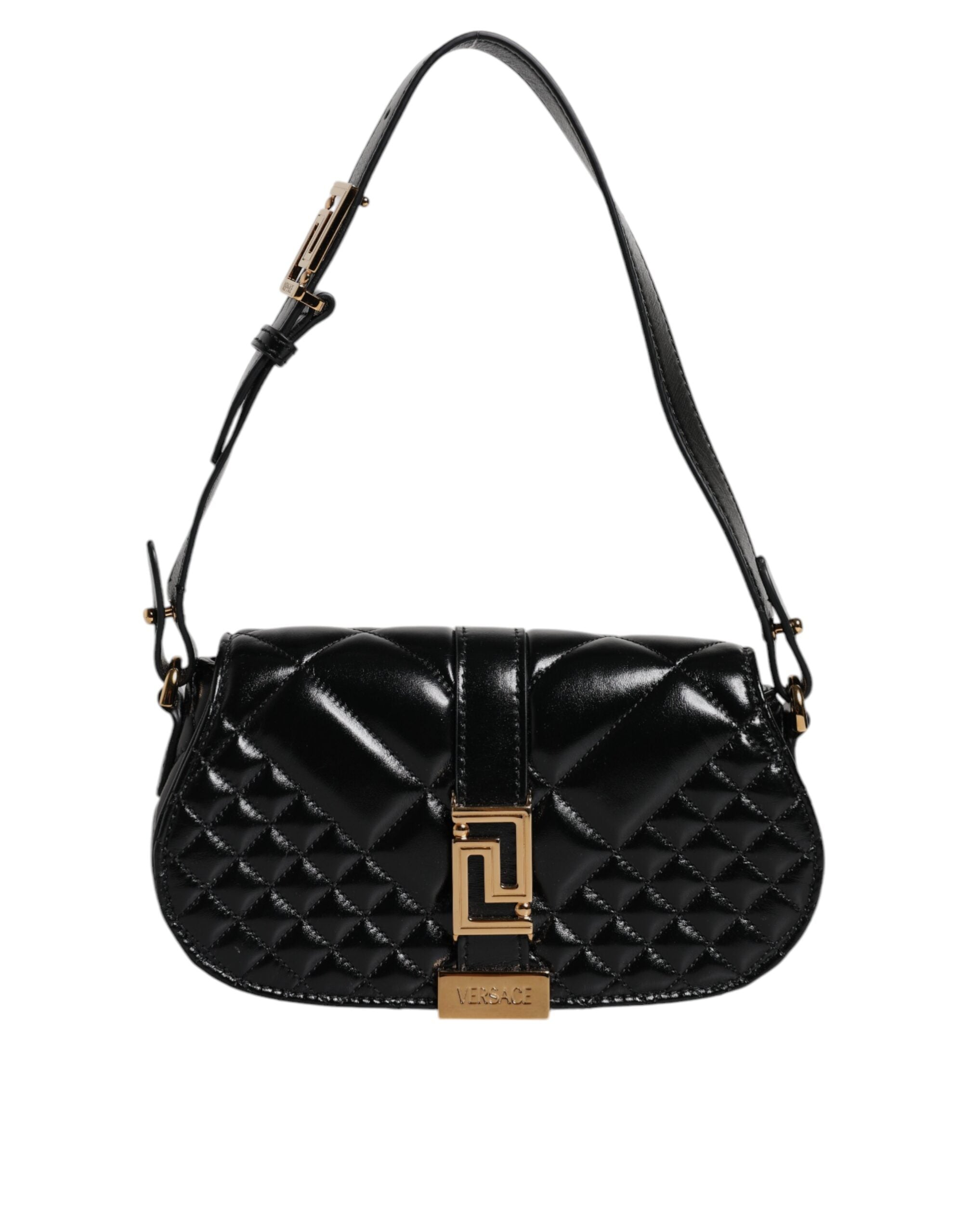 Versace Black Calf Leather Quilted Shoulder Strap Bag – luxury by Versace | PrivePolai