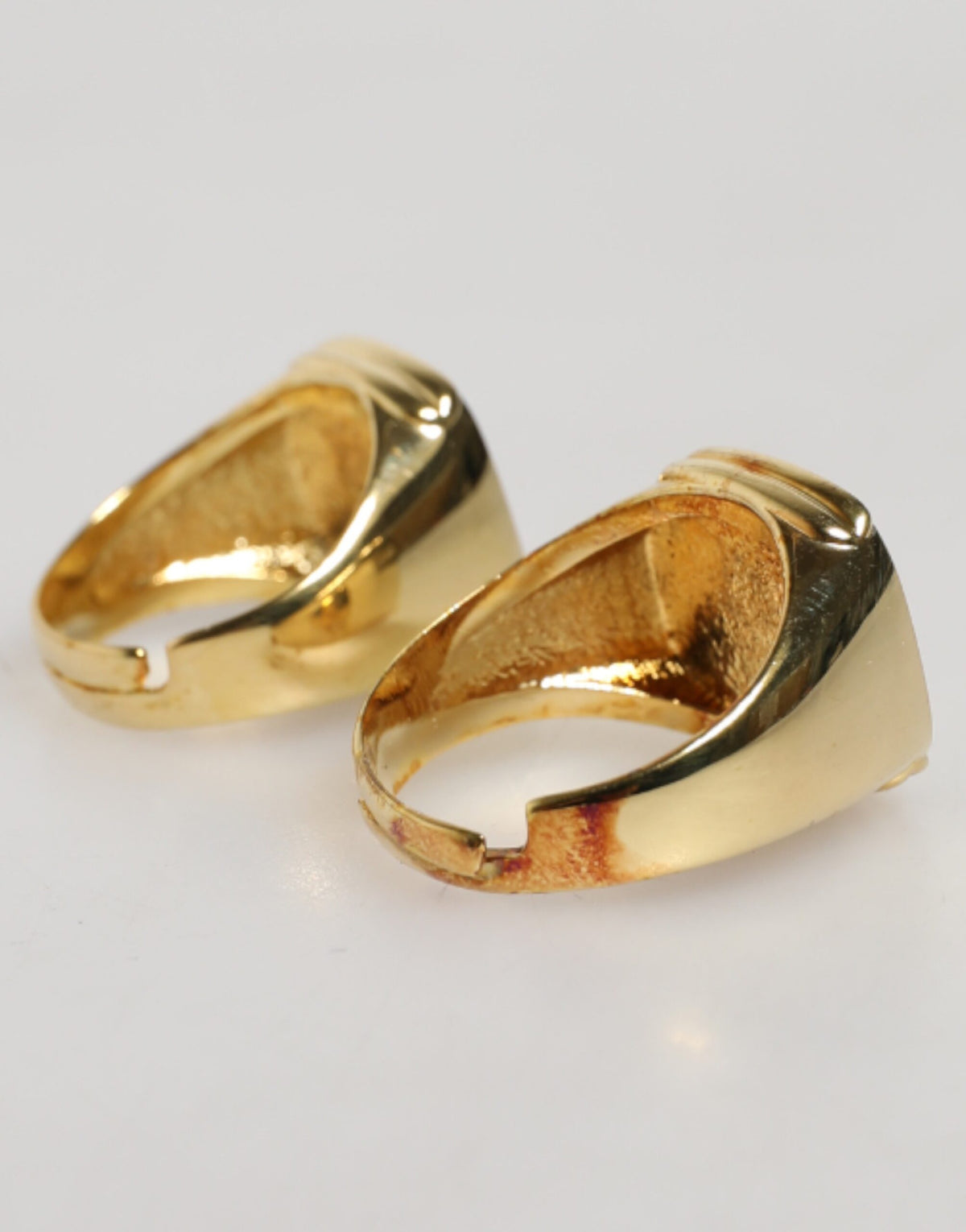 Dolce & Gabbana Gold-Tone Real Brass Black Enamel "DG" Adjustable Rings