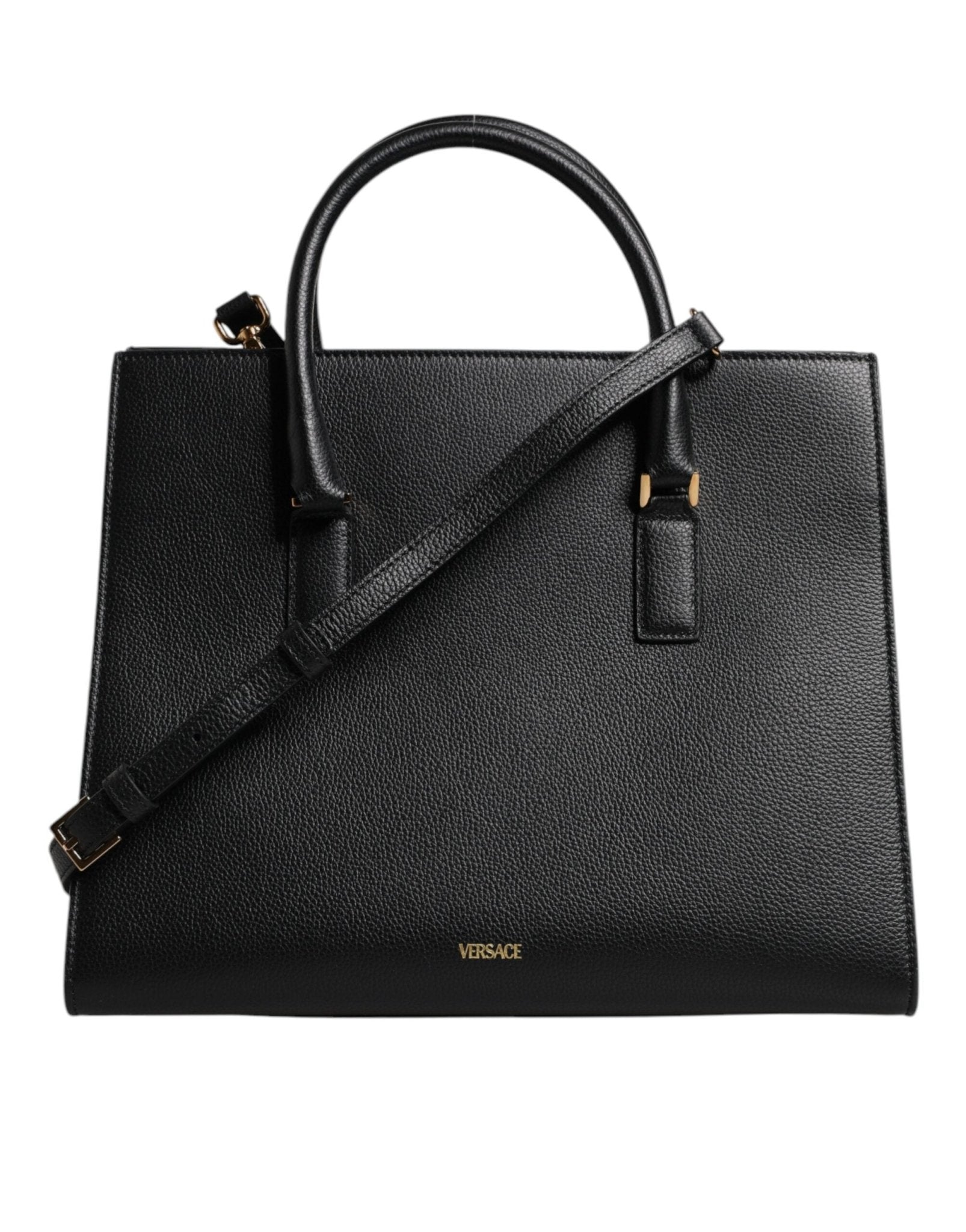 Versace Versace Black Large Leather Top Handle Shoulder Crossbody Bag - Luxury | PrivéPolai