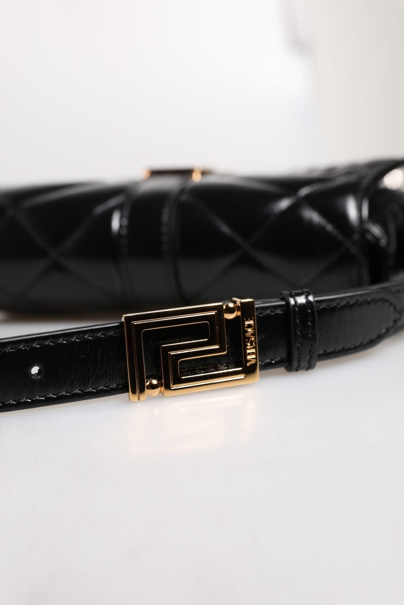 Versace Versace Black Calf Leather Quilted Shoulder Strap Bag - Luxury | PrivéPolai