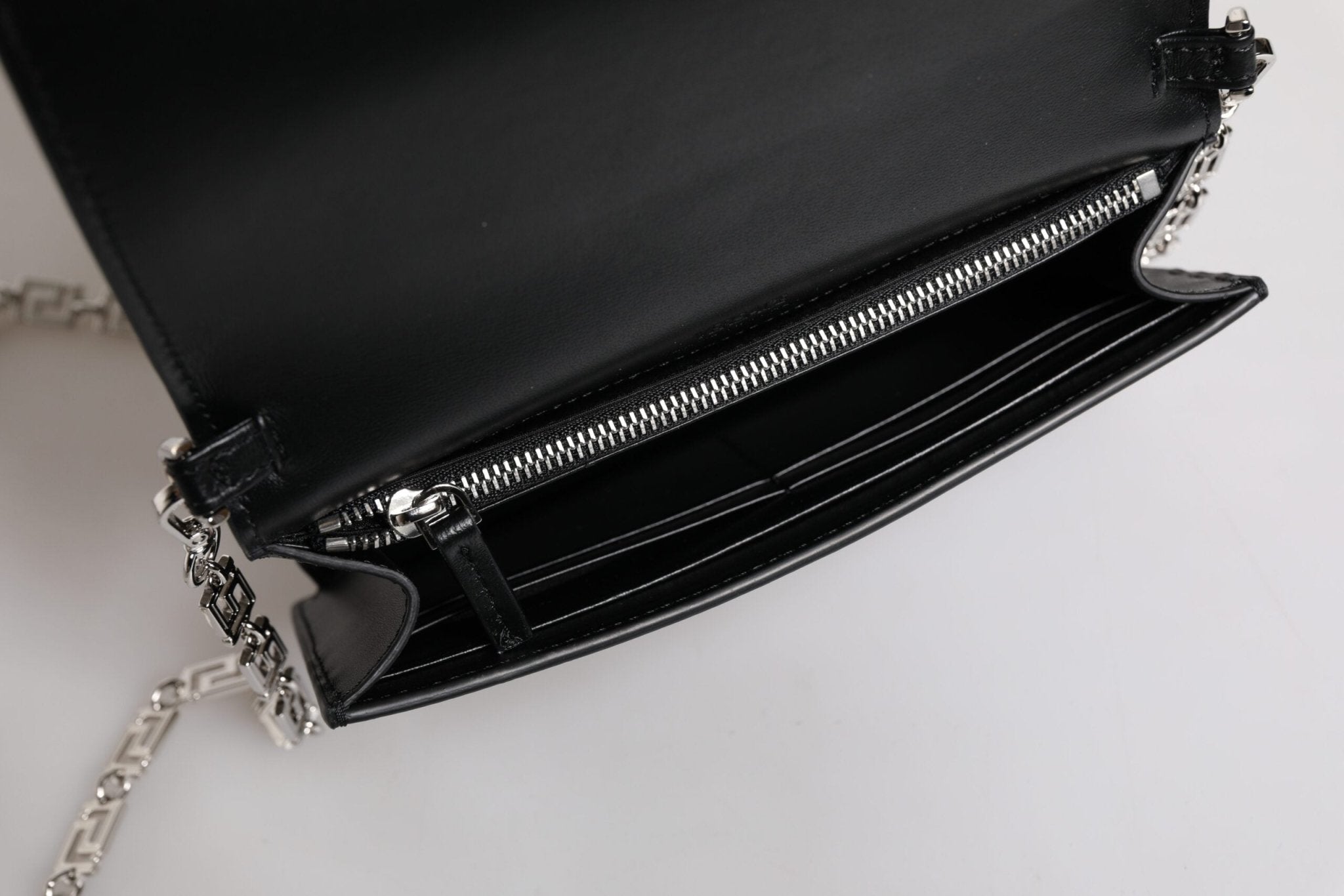 Versace Versace Black Calfskin Leather Chain Strap Shoulder Crossbody Bag - Luxury | PrivéPolai